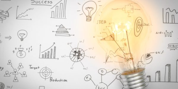 Light bulb with drawing graph
